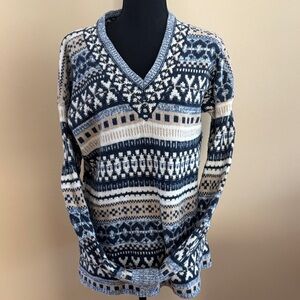 Madewell Forrest Fair Isle V-Neck Sweater L